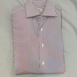 Classic Striped Dress Shirt in Red, Blue, and White